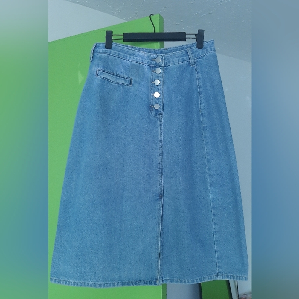 Blue Denim A-Line Skirt